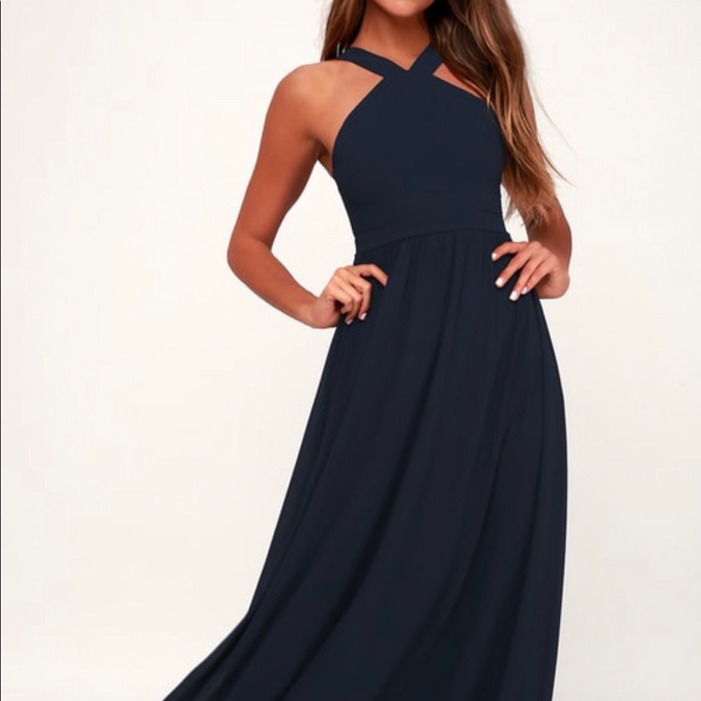 Air of Romance Navy Blue Maxi Dress